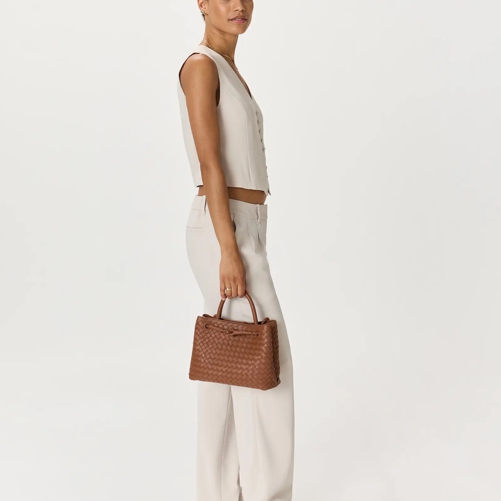 Quince Italian Leather Handwoven Satchel - Picture 6 of 6